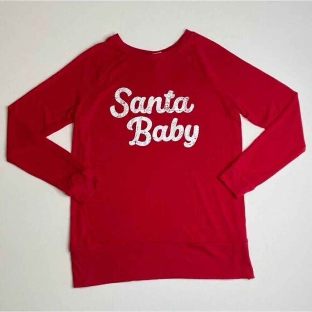 Isabel Maternity Shirt Top XL Santa Baby Holiday Christmas Red Women's NEW